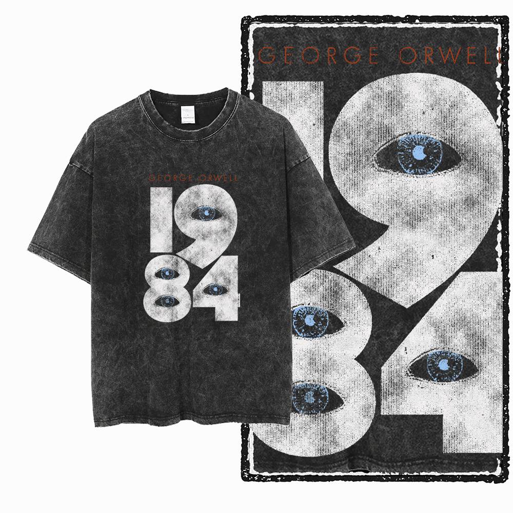 Acid Wash Vintage Graphic T Shirt - G02 เสื้อยืดผู้ชายผ้าฝ้าย 100% ขนาดใหญ่พิเศษ 1984 กราฟิก