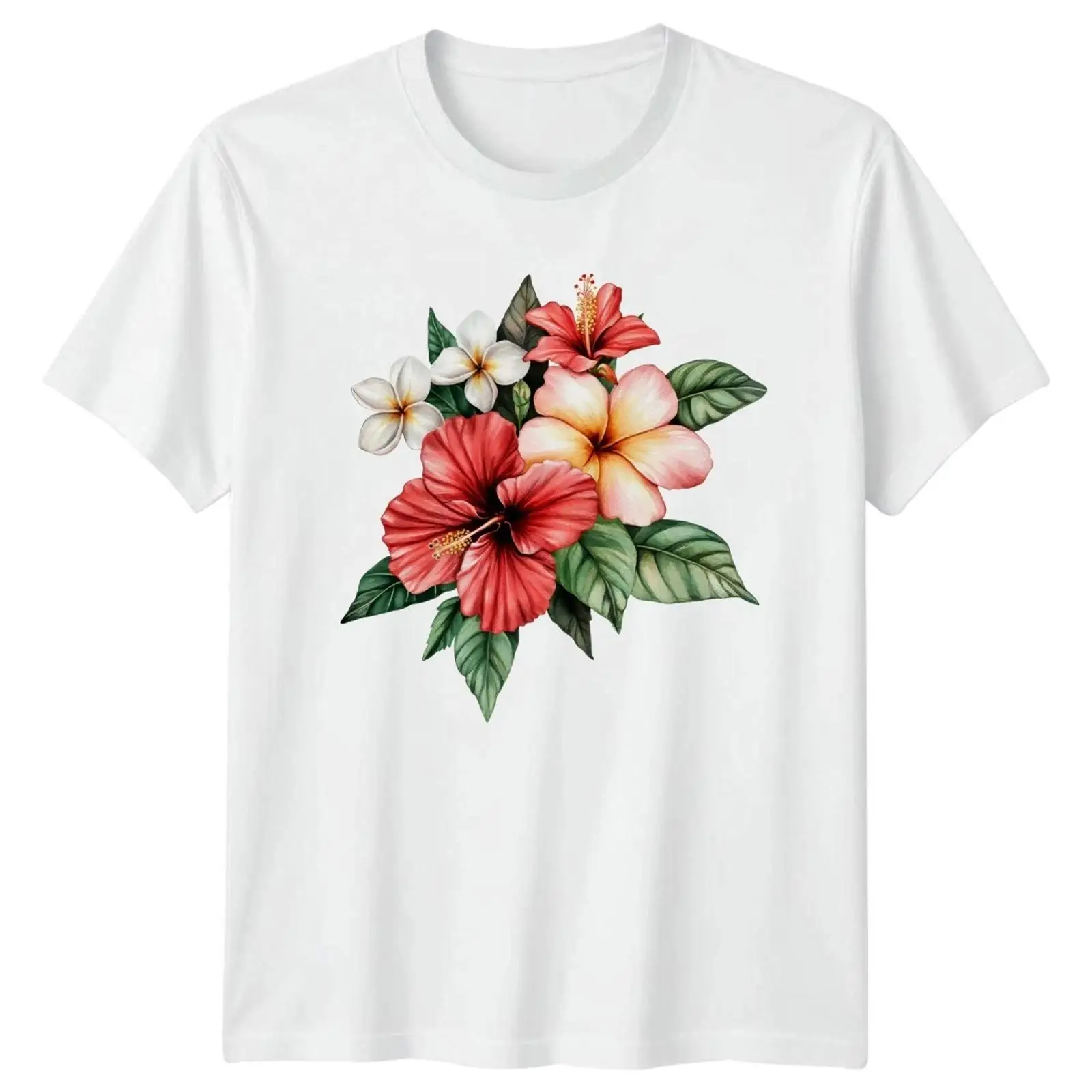 Vintage Hawaiian Floral Shirt - เสื้อยืดลายดอกไม้เขตร้อนสไตล์ฮาวายสำหรับผู้ชายและผู้หญิง เสื้อวินเทจล้างสีสไตล์ลำลอง ลายกราฟิก เสื้อผ้าดีไซน์เนอร์สำหรับทุกเพศ