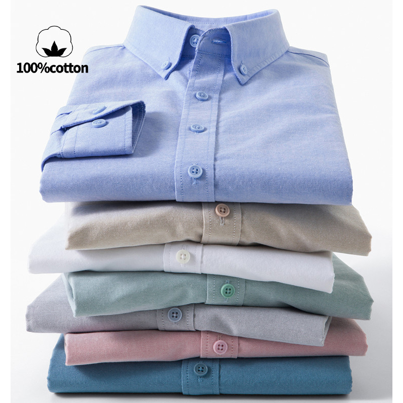Mandarin Collar Formal Shirt Slim Fit - เสื้อเชิ้ตอ๊อกซ์ฟอร์ดผู้ชาย ผ้าฝ้าย 100% - ระบายอากาศได้ดี ซับเหงื่อ