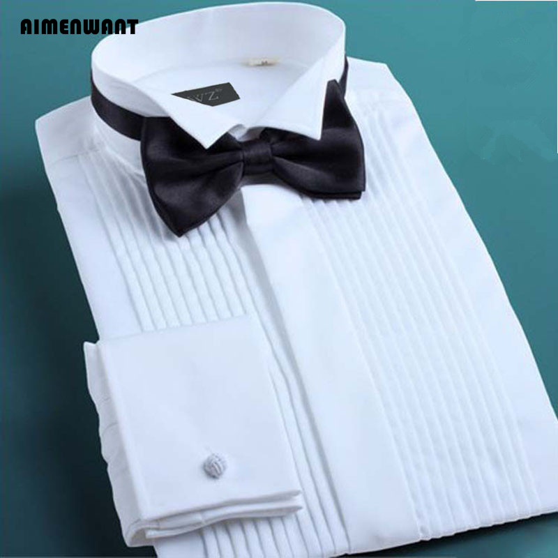 Mandarin Collar Formal Shirt Slim Fit - Aimenwant เสื้อทักซิโด้สำหรับผู้ชาย, เสื้อทักซิโด้เข้ารูปแบบเกาหลีเสื้อเสื้อเชิ้ตงานแต่งงานเสื้อเชิ้ตสีขาวธุรกิจฝรั่งเศส