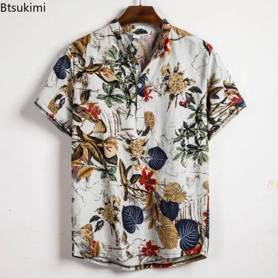 Vintage Hawaiian Floral Shirt - เสื้อเชิ้ตฮาวายลายดอกไม้ผู้ชาย ลดราคา เสื้อแฟชั่นวินเทจลำลอง แขนสั้น เสื้อสำหรับฤดูร้อน ชายหาด
