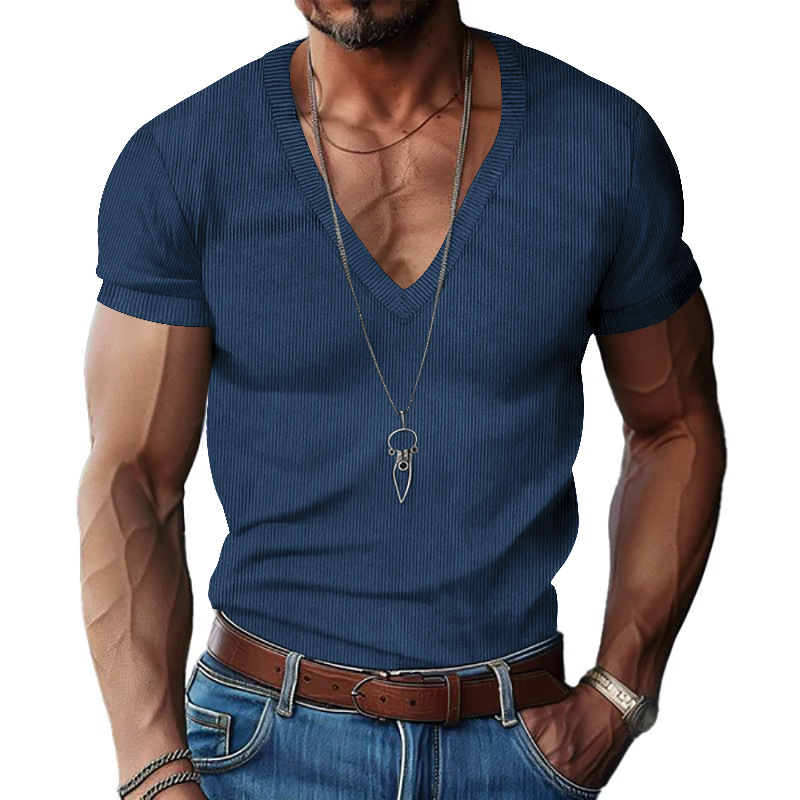 เสื้อยืดคอวีผู้ชายผ้าคอร์ดูรอย - Corduroy Button Up Shirt Men บทวิจารณ์และราคา