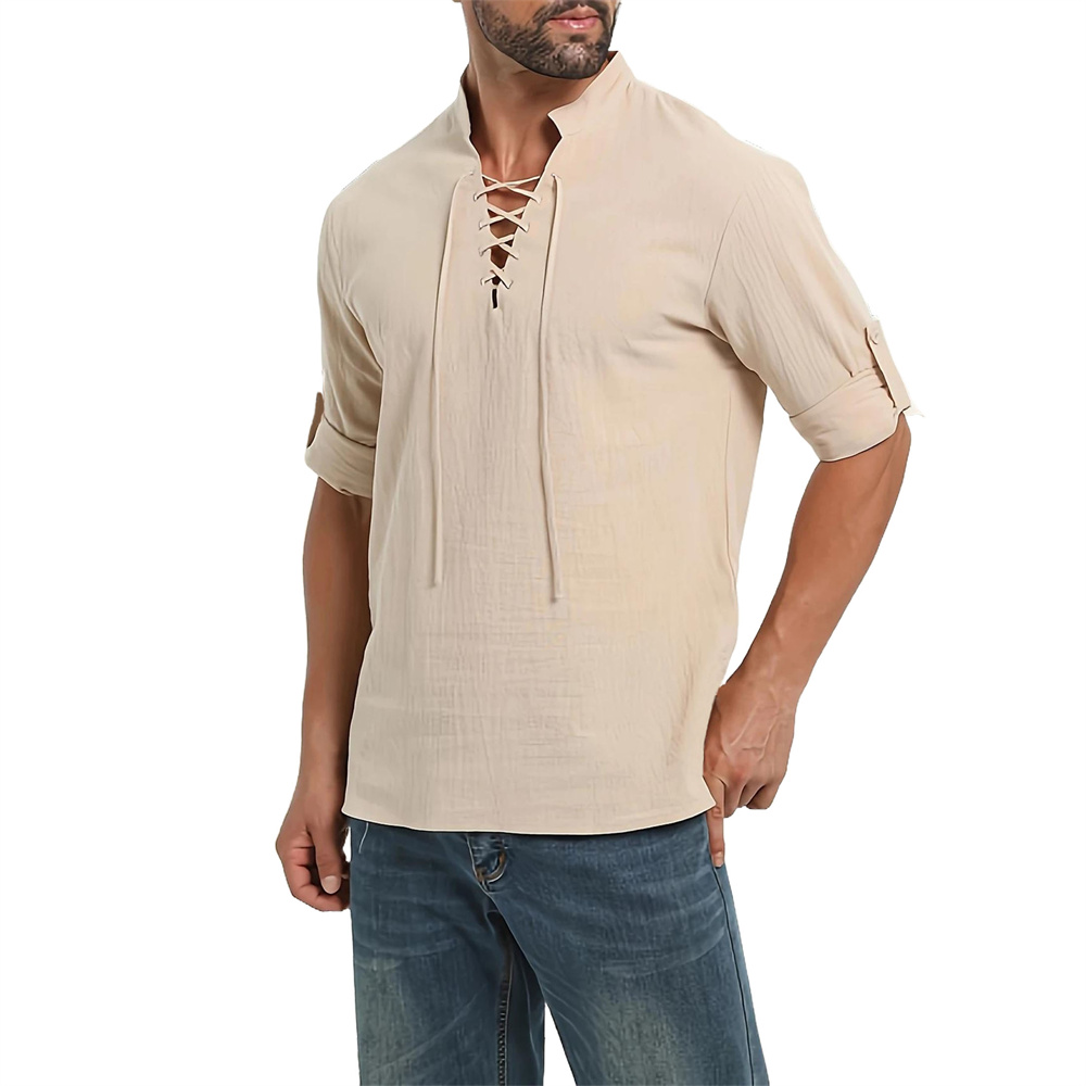 เสื้อเชิ้ตผู้ชายสไตล์โจรสลัด ว - Medieval Gothic Lace Up Pirate Shirt บทวิจารณ์และราคา