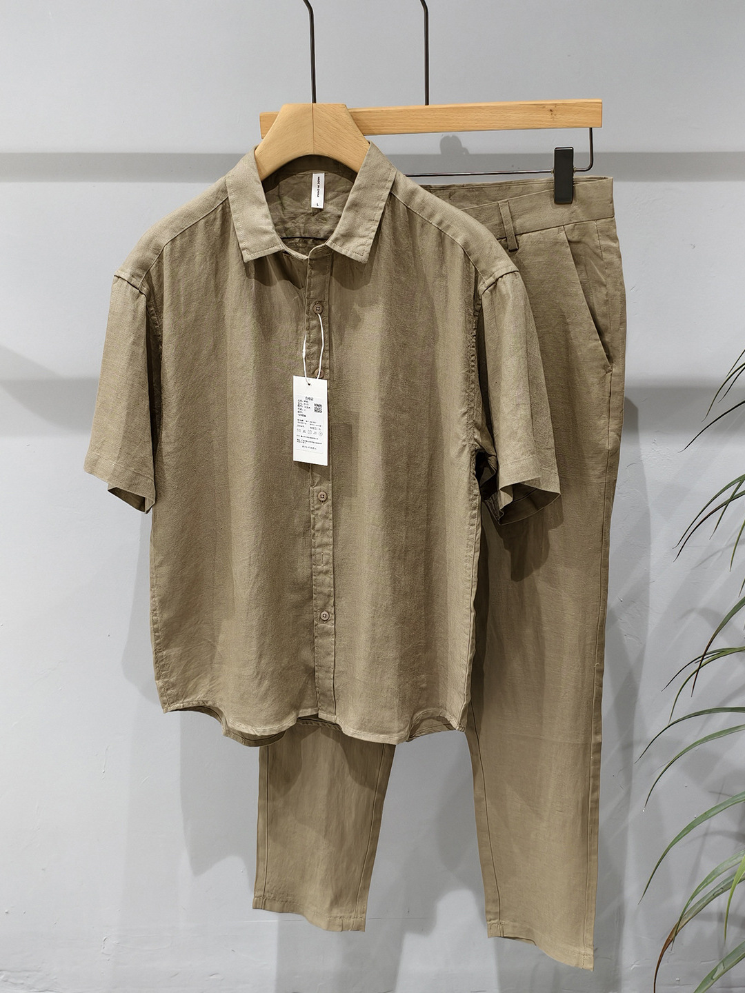 ชุดลำลองแขนสั้นผ้าลินินแท้สำหร - Mens Linen Shirt Long Sleeve บทวิจารณ์และราคา
