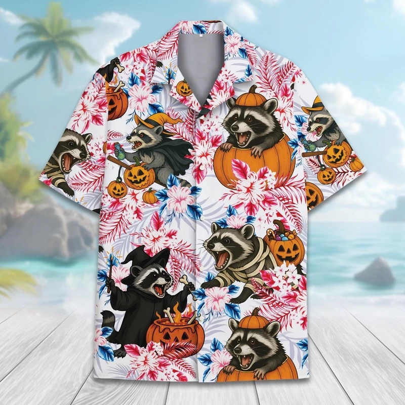 เสื้อเชิ้ตผู้ชายลายฮาโลวีนแฟชั - Vintage Hawaiian Floral Shirt บทวิจารณ์และราคา