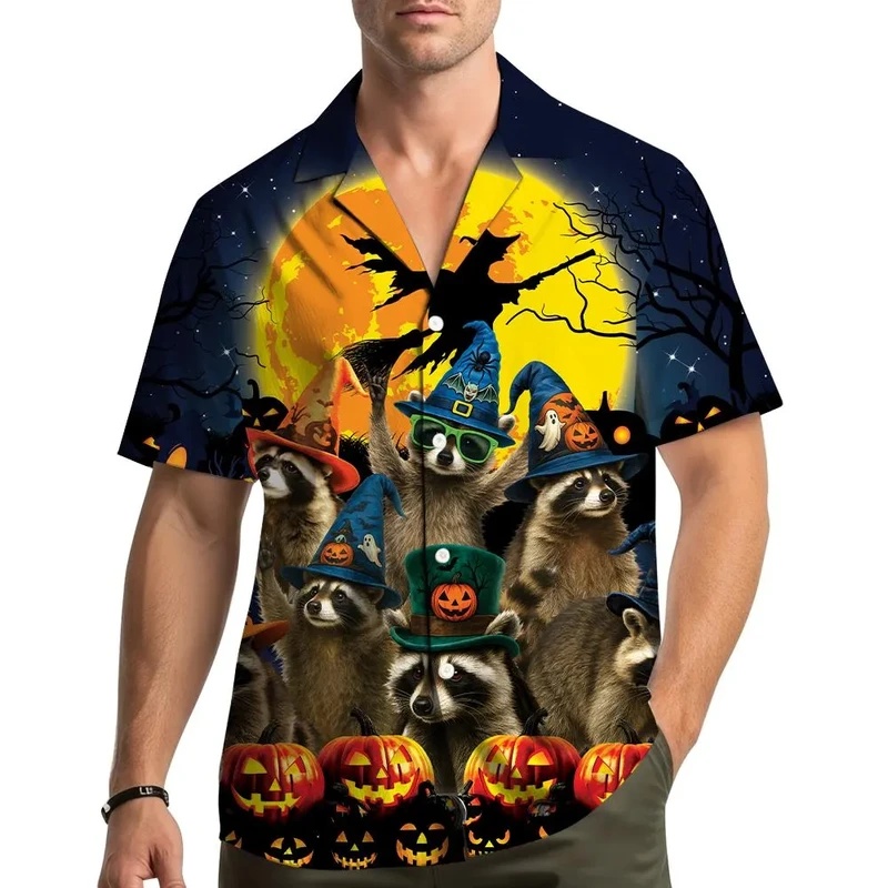 เสื้อเชิ้ตผู้ชายลายฮาโลวีนแฟชั - Vintage Hawaiian Floral Shirt บทวิจารณ์และราคา