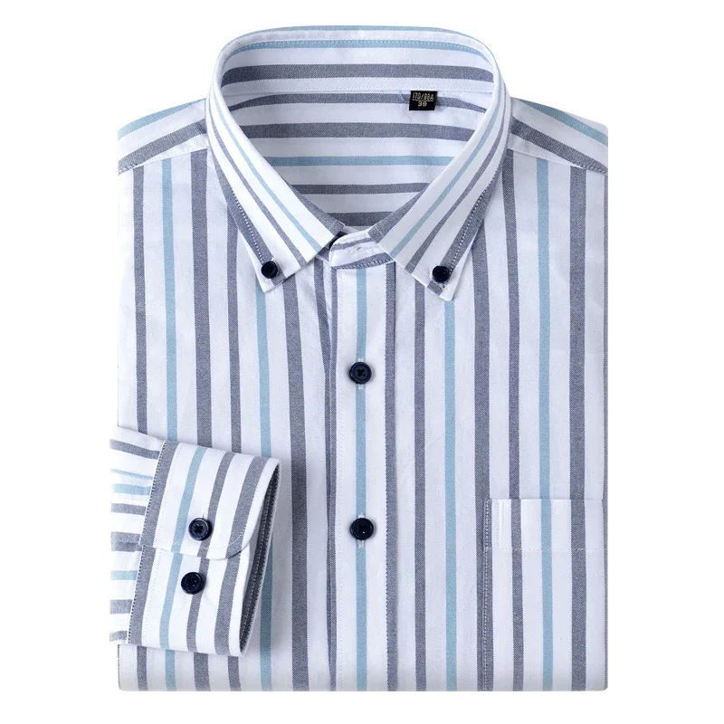 คุณภาพสูงเสื้อแขนยาวผู้ชายกระเ - Oxford Cotton Casual Shirt Business บทวิจารณ์และราคา