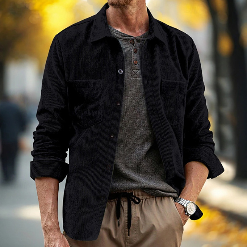 เสื้อเชิ้ตคอร์ดดูรอยสไตล์วินเท - Corduroy Button Up Shirt Men บทวิจารณ์และราคา