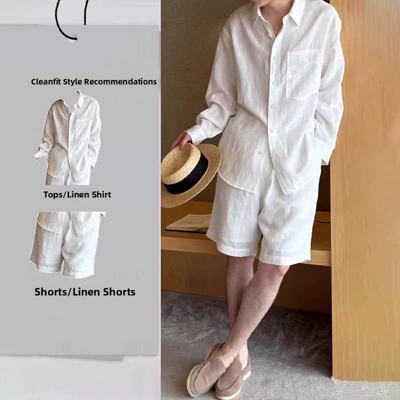 ชุดเสื้อเชิ้ตผ้าฝ้ายลินินน้ำหน - Mens Linen Shirt Long Sleeve บทวิจารณ์และราคา