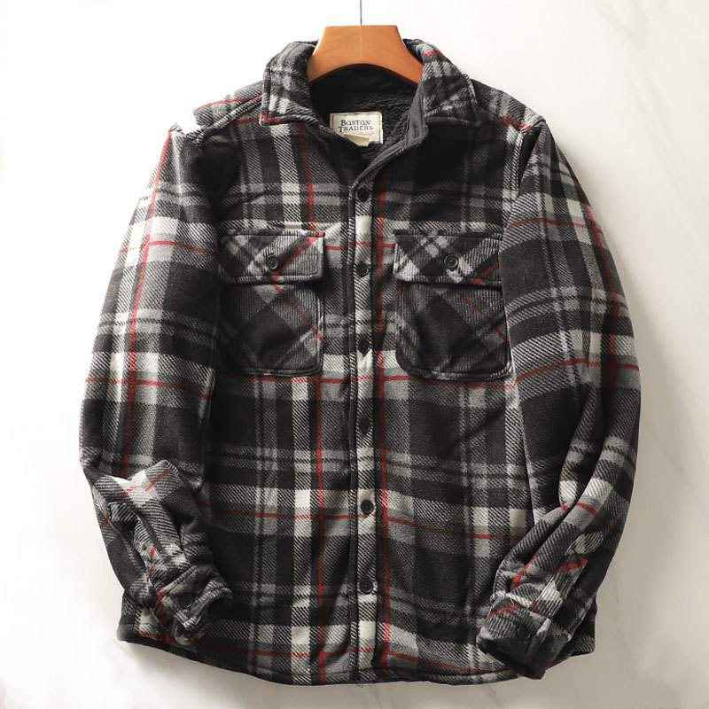 เสื้อเชิ๊ตผู้ชายผ้าสักหลาดลายส - Flannel Plaid Shirt Heavy Weight บทวิจารณ์และราคา