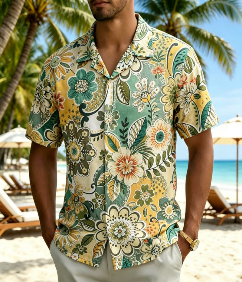 เสื้อเชิ้ตพิมพ์ลายดอกไม้สไตล์โ - Vintage Hawaiian Floral Shirt บทวิจารณ์และราคา