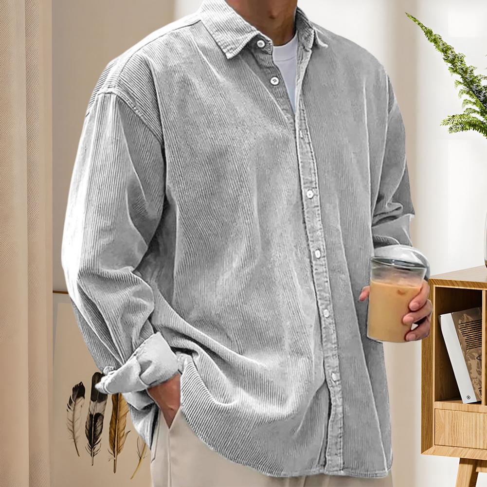 เสื้อเชิ้ตผู้ชายลำลองสำหรับกิจ - Corduroy Button Up Shirt Men บทวิจารณ์และราคา