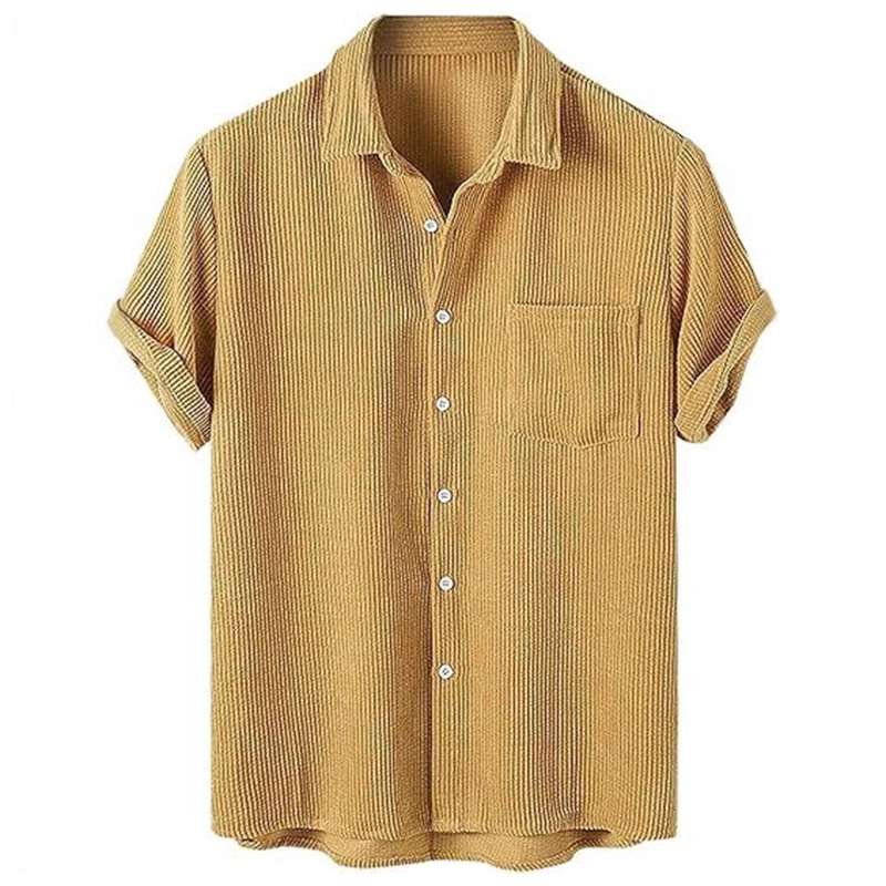 เสื้อเชิ้ตผู้ชายผ้าลูกฟูกแขนสั - Corduroy Button Up Shirt Men บทวิจารณ์และราคา