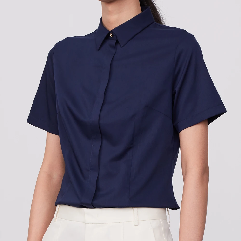 เสื้อเชิ้ตแขนสั้นผู้หญิง ผ้าไม - Breathable Bamboo Fiber Shirt Non Iron บทวิจารณ์และราคา