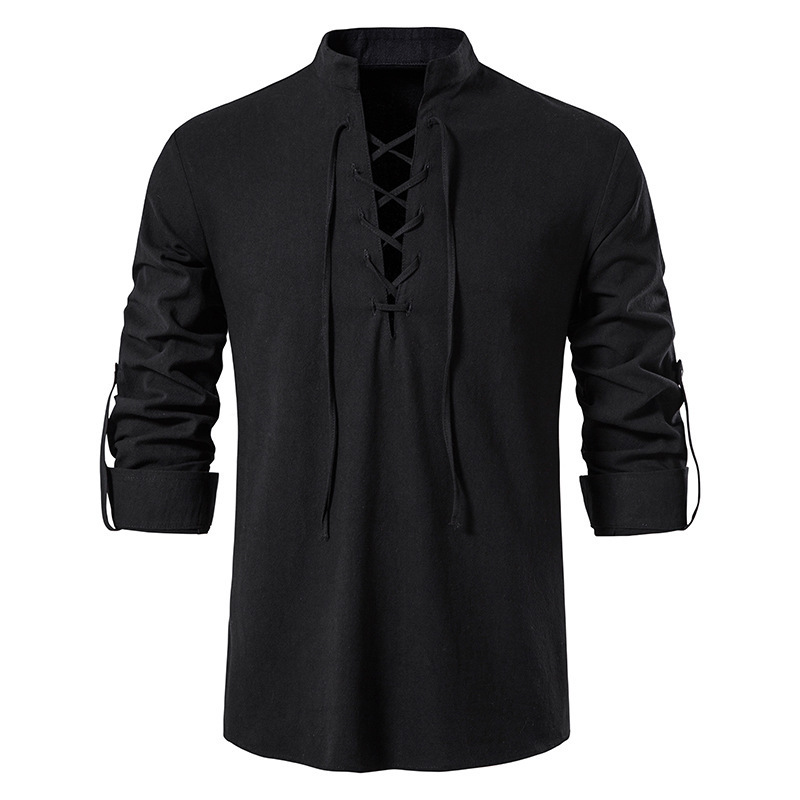 เสื้อเชิ้ตผ้าฝ้ายลินินผู้ชายสไ - Mens Linen Shirt Long Sleeve บทวิจารณ์และราคา