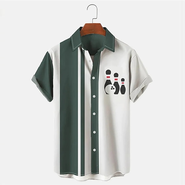 เสื้อเชิ้ตแขนสั้นลายทางสไตล์โบ - Short Sleeve Bowling Shirt Retro บทวิจารณ์และราคา