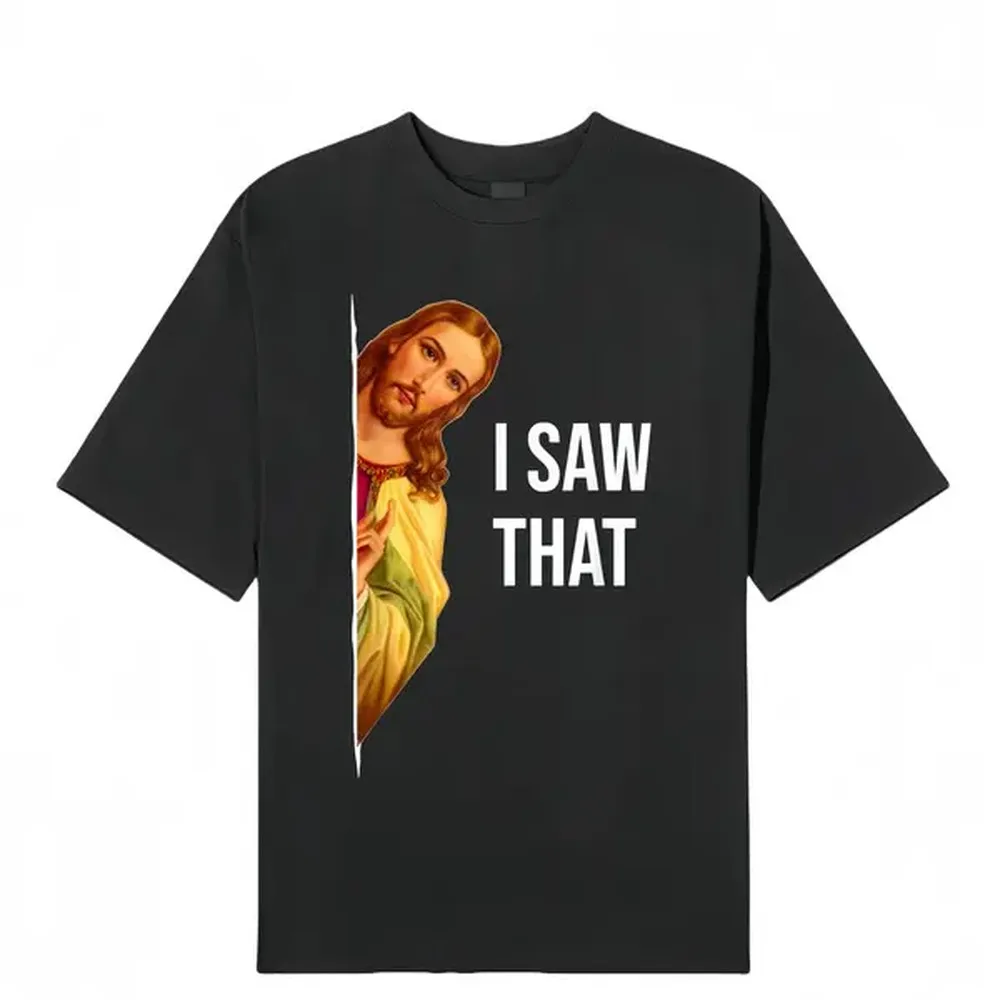 เสื้อยืดผู้ชายลายมีมพระเยซู 