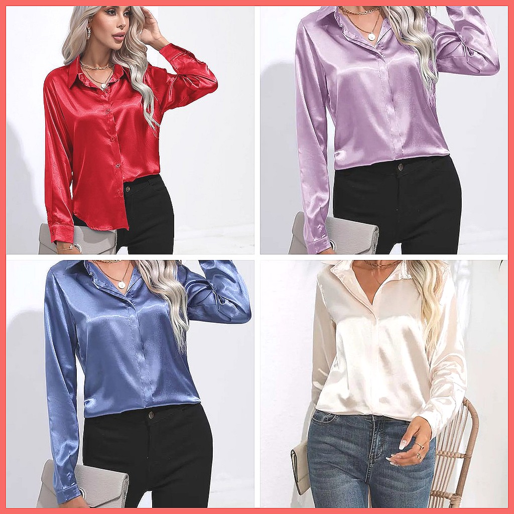 เสื้อเชิ้ตผ้าซาตินสำหรับผู้หญิ - Shirts บทวิจารณ์และราคา