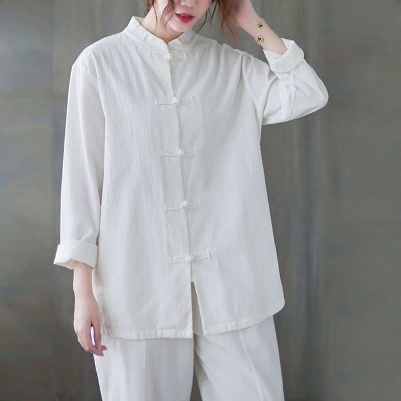 เสื้อเชิ้ตผ้าฝ้ายลินินทรงหลวม  - Mens Linen Shirt Long Sleeve บทวิจารณ์และราคา