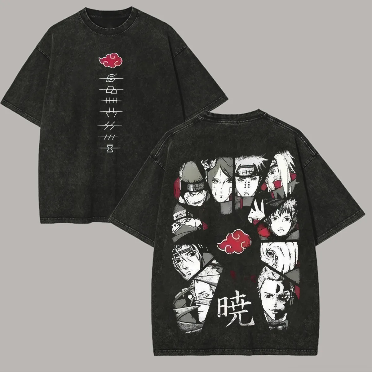 เสื้อยืด Akatsuki Naruto สำหรั - Acid Wash Vintage Graphic T Shirt บทวิจารณ์และราคา