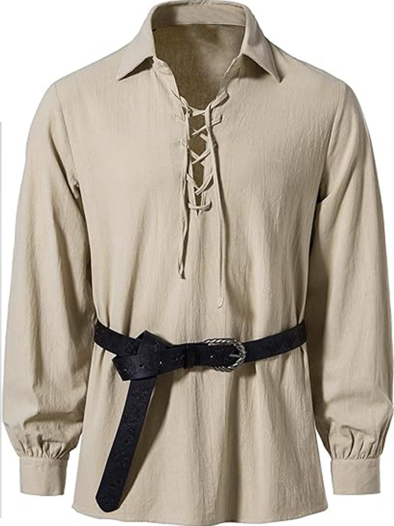 เสื้อเชิ้ตผู้ชายสไตล์เรเนซองส์ - Medieval Gothic Lace Up Pirate Shirt บทวิจารณ์และราคา