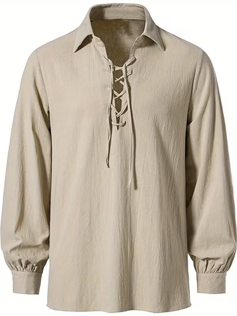 เสื้อเชิ้ตผู้ชายสไตล์เรเนซองส์ - Medieval Gothic Lace Up Pirate Shirt บทวิจารณ์และราคา