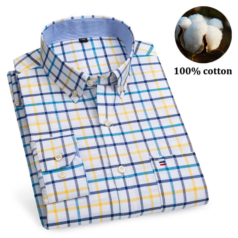 เสื้อเชิ้ตผู้ชายผ้าฝ้าย 100% แ - Oxford Cotton Casual Shirt Business บทวิจารณ์และราคา