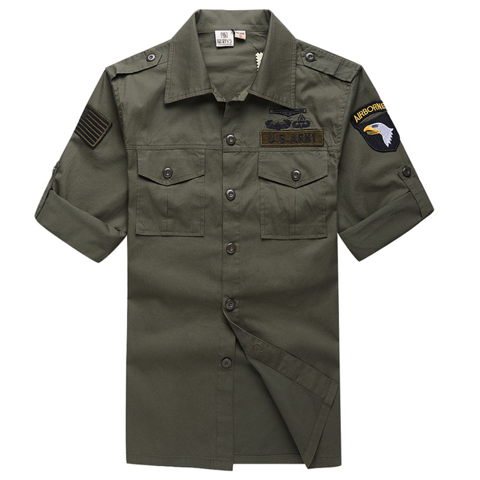 ผู้ชายผ้าฝ้ายผู้ที่ชื่นชอบทหาร - Tactical Military Shirt Cargo บทวิจารณ์และราคา