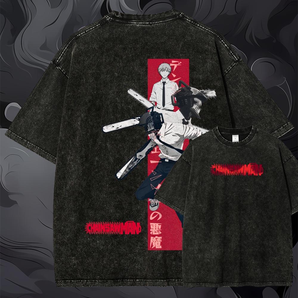 เสื้อยืดลายกราฟิก Chainsaw Man - Acid Wash Vintage Graphic T Shirt บทวิจารณ์และราคา