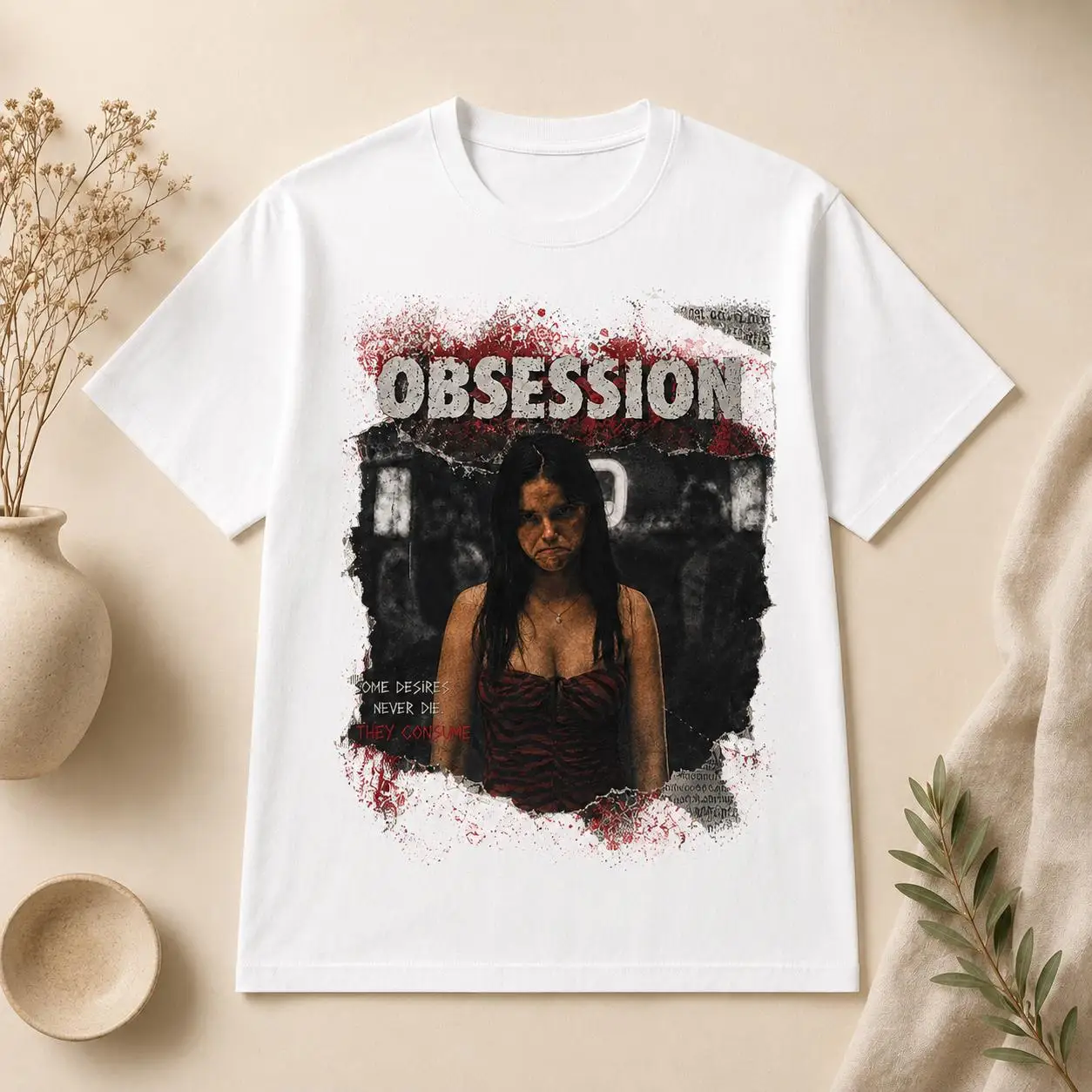 เสื้อยืดลายกราฟิก Obsession, เ - Acid Wash Vintage Graphic T Shirt บทวิจารณ์และราคา