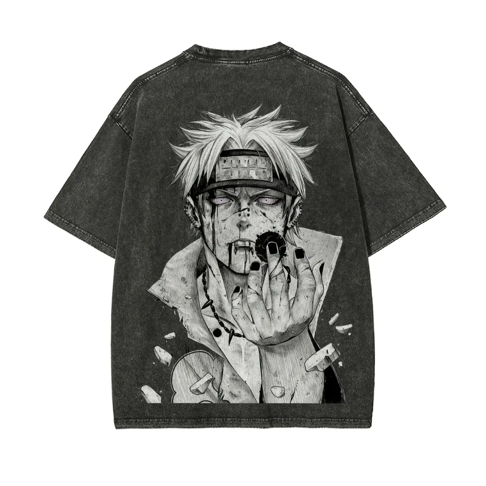 เสื้อยืดนารูโตะ ไพน์ รินเน็ง อ - Acid Wash Vintage Graphic T Shirt บทวิจารณ์และราคา