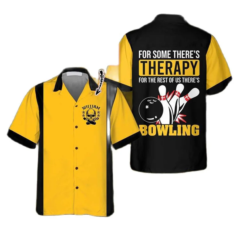 เสื้อเชิ้ตลายพิมพ์ลูกโบว์ลิ่งส - Short Sleeve Bowling Shirt Retro บทวิจารณ์และราคา